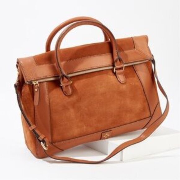 INDIA HICKS Gorgeous Leather and Suede Satchel  Bag - Picture 1 of 12